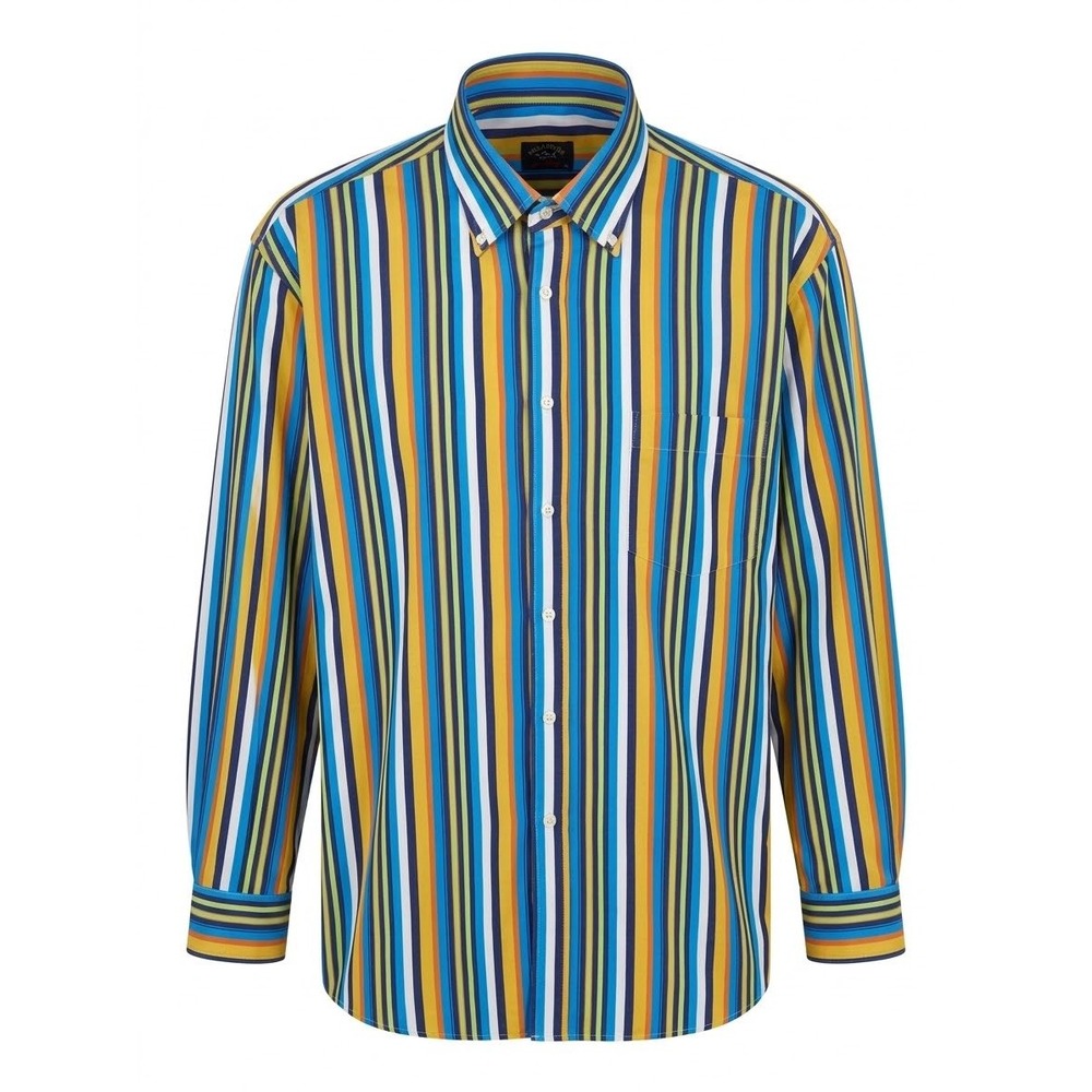 Paul & Shark Yachting Mens XL Long‎ Sleeve Striped Button Down Shirt Multicolor